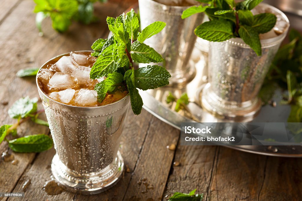 Ice cold mint julep in a metal cup Refreshing Cold Mint Julep for the Derby Mint Julep Stock Photo