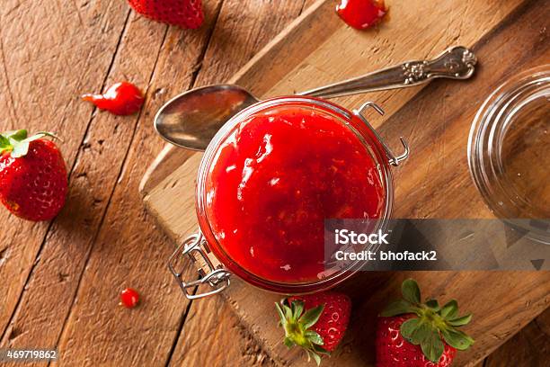 Homemade Organic Strawberry Jelly Stock Photo - Download Image Now - Preserves, Marmalade, Strawberry