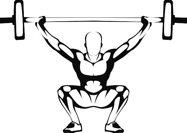 역도 스쿼트. 일러스트레이션. - strongman weightlifting human muscle men stock illustrations