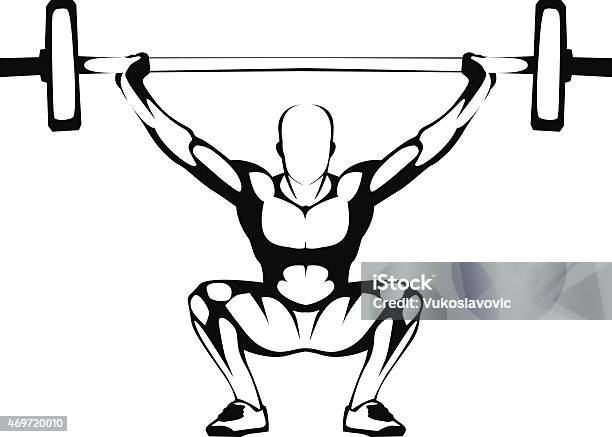 Weightlifting Squat Illustration Stock Illustration - Download Image Now - Weightlifting, Weight Training, Gym