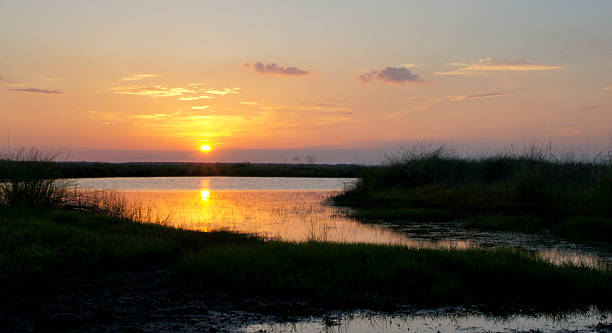 puesta de sol sobre el río saint johns - saint johns river fotografías e imágenes de stock