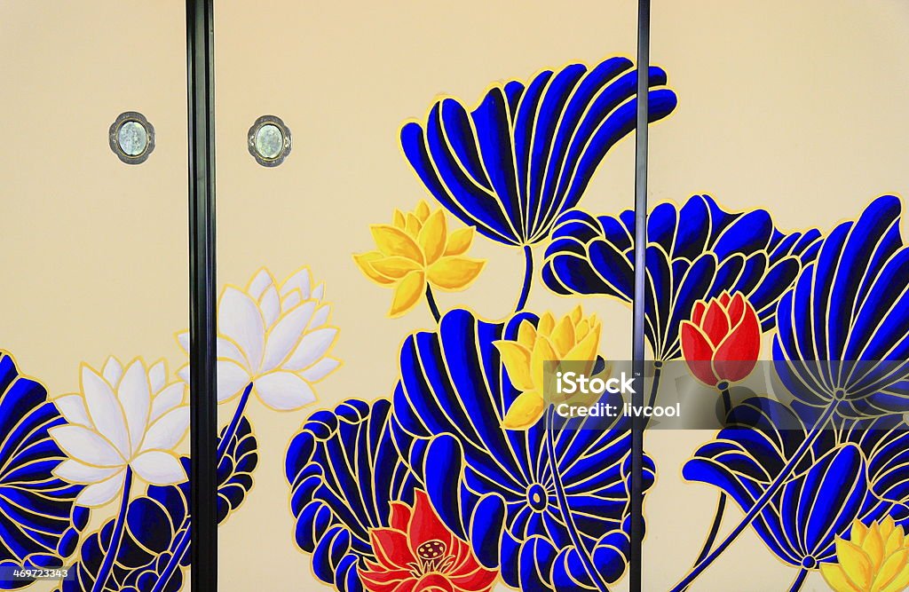 Painted flowers Japan Stock Photo