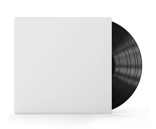 vinyl rekord mit leere cover - schallplatte stock-fotos und bilder