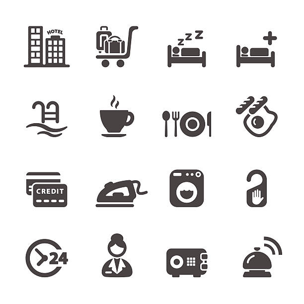ilustraciones, imágenes clip art, dibujos animados e iconos de stock de coloque el icono de servicio de hotel 8, eps10 vector - icon set computer icon symbol hotel