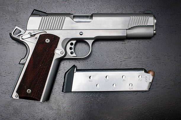 istock Stainless Steel 45ACP SemiAutomatic Hand Gun 469728986
