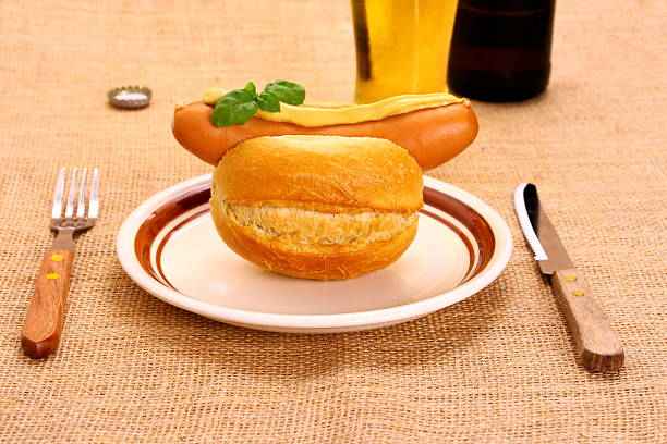 istock German sausage with bun, mustard and beer, horizontal 469729629