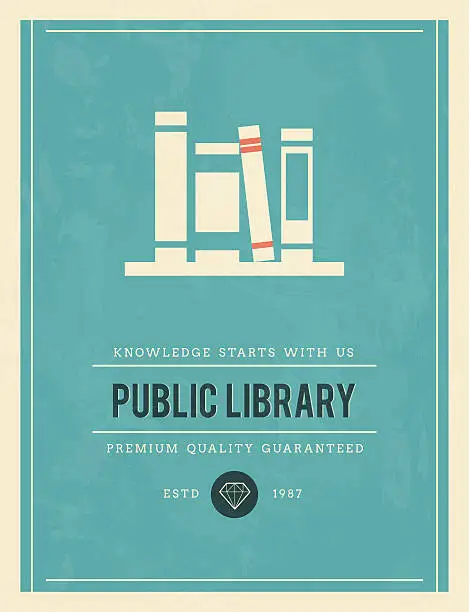 Vector illustration of vintage poster for public library
