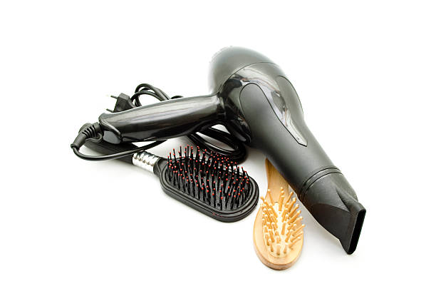 istock Black Hairdryer with Different Hairbrush 469732597