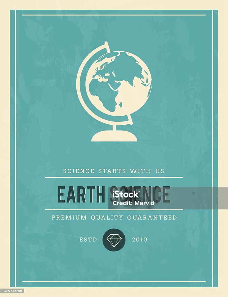vintage poster for earth science, vector illustration 2015 stock vector