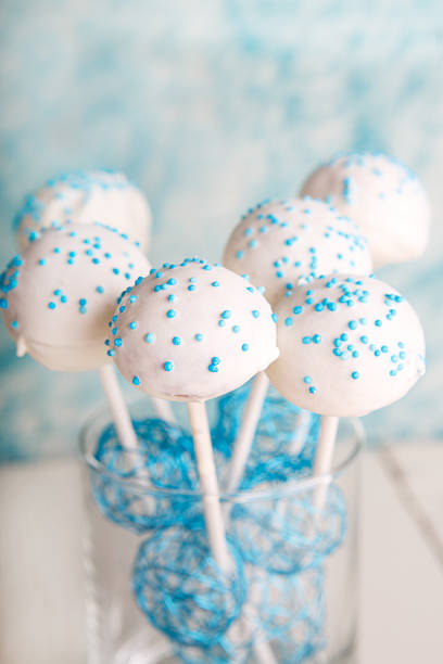 istock Wedding cake pops in white and soft blue. 469735223