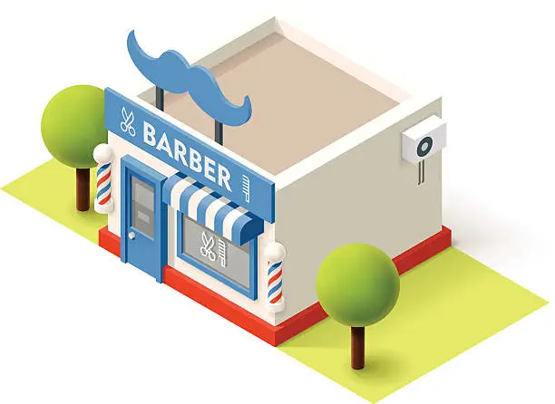 Vector illustration of Vector isometric barbershop