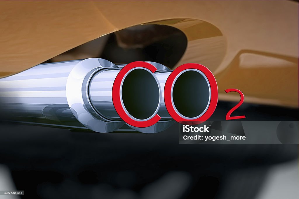 Tubo di scarico auto, CO2 - Foto stock royalty-free di Ambientazione esterna