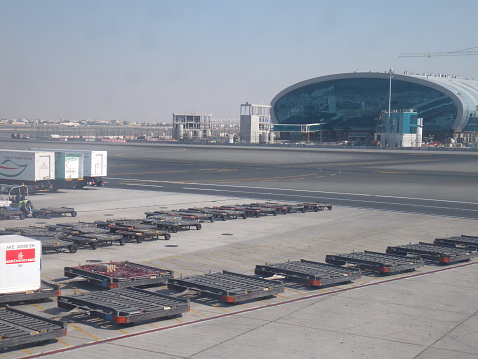 Dubai, UAE - December 17, 2011: Dubai International Airport in the UAE. It is a major airline hub in the Middle East, and is the main airport of Dubai.