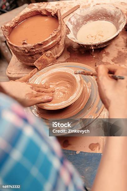 Sculpturing The Clay Pot Stock Photo - Download Image Now - 2015, Art, Art And Craft