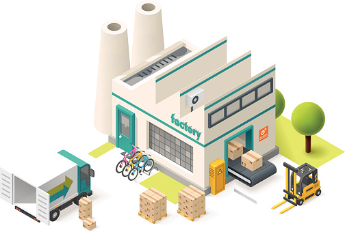 Vector isometric factory building icon