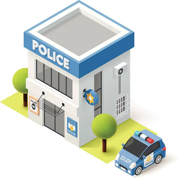 Vector illustration of Vector isometric police department