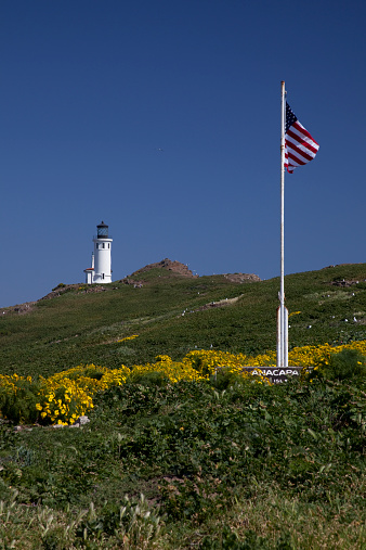 Anacapa Island, CA , Lighthouse & Flag