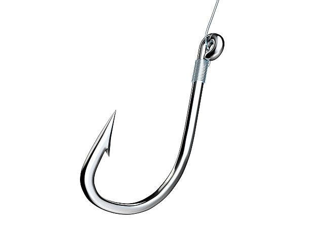 istock Metal fishing hook isolated on white background 469745952