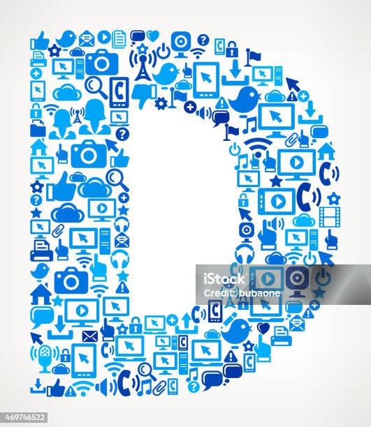 Letter D On Vector Technology Pattern Background Stock Illustration - Download Image Now - 2015, Alphabet, Cloud Computing