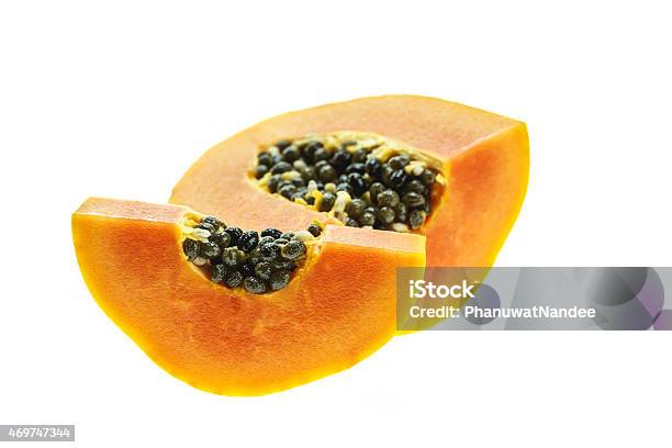 Thai Papaya Isolated On White Stock Photo - Download Image Now - 2015, Asia, Cut Out