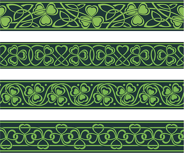 seamless borders with shamrock set of four seamless borders with shamrock pics for shamrocks to print stock illustrations
