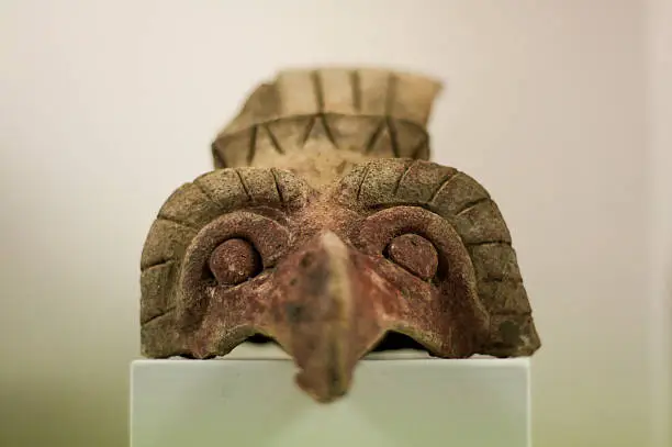 Anahuacalli museum aztec sculpture head from collection of Diego Rivera DF Mexico city