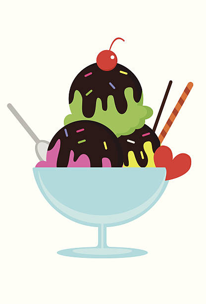 ice-cream glass vector art illustration