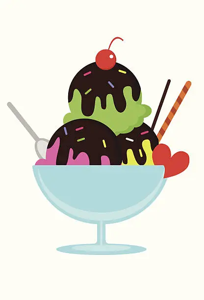 Vector illustration of ice-cream glass