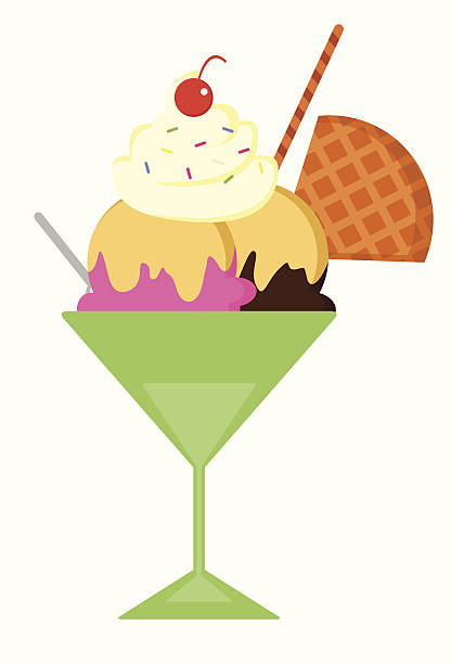 ice-cream glass vector art illustration