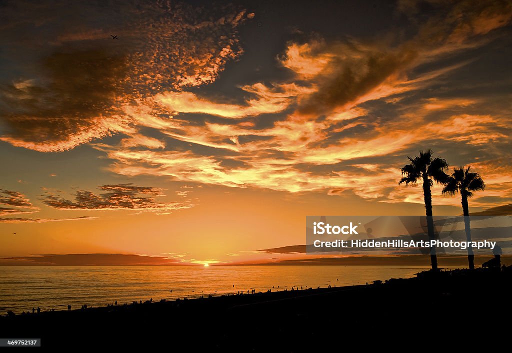 Beach Sunset Sunset over Tamarack Beach, Carlsbad, Ca shot with a wide angle lens Carlsbad - California Stock Photo