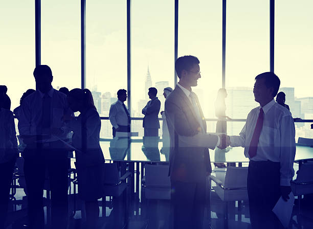 Group of business people in office building