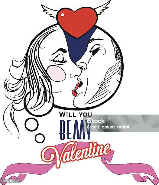 Valentines Day Kiss — стоковая векторная графика и другие изображения на тему 1950-1959 - 1950-1959, 1960-1969, Афиша