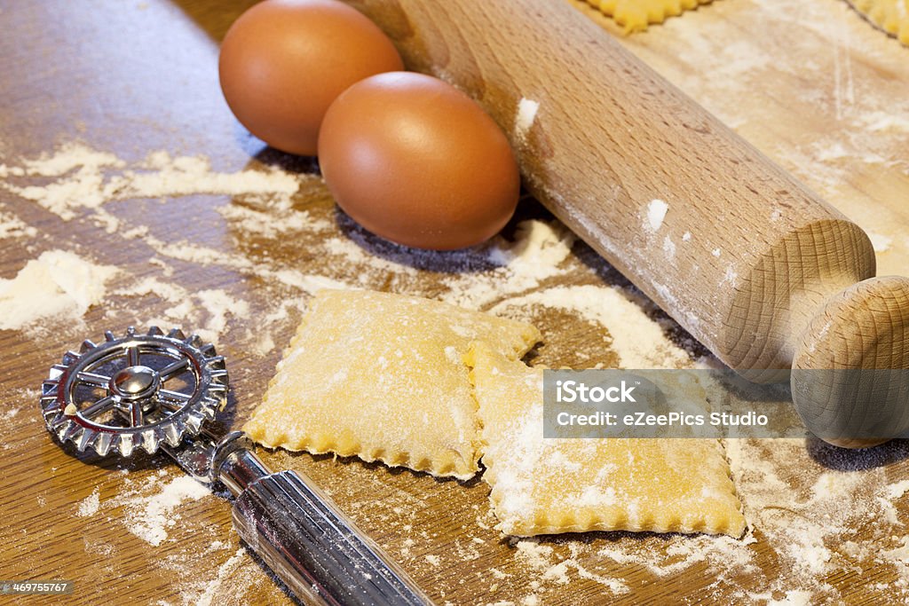 Homemade Agnolotti - Piedmont Pasta Fresh handmade agnolotti, typical Italian egg pasta from Piedmont, Langhe and Monferrato. Cookie Cutter Stock Photo