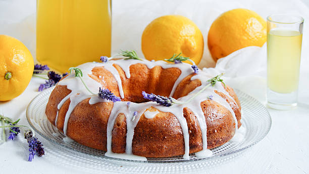 istock Lemon Cake with homemade limoncello and lavander 469756854