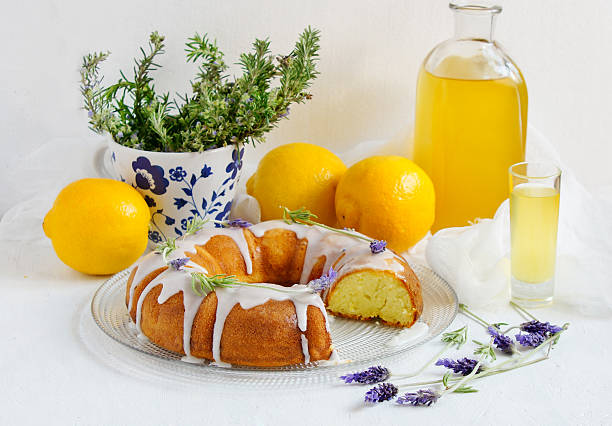 istock Lemon Cake with homemade limoncello and lavander 469756856