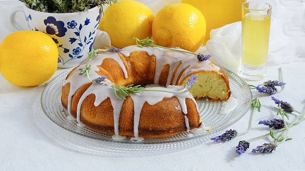 Lemon Cake with homemade limoncello and lavander