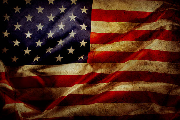 American flag Closeup of grunge American flag vintage american flag stock pictures, royalty-free photos & images