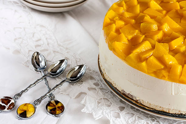 istock cheese cake with yogurt and peaches 469757516