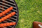 Tailgate BBQ with Hotdogs and American Football