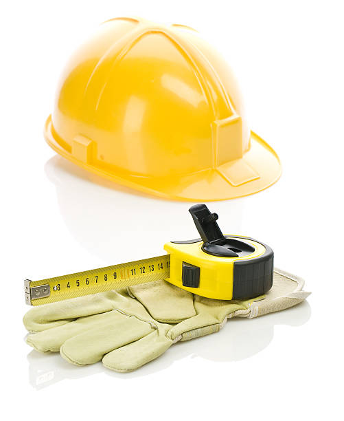 istock helmet with tapeline and glove 469758876