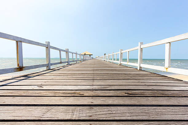 istock Wooden footbridge low view in seascape 469759762
