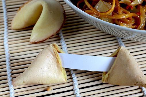 Fortune cookies on bamboo 