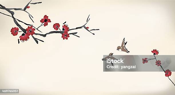 Blossom Painting Stock Illustration - Download Image Now - Japan, Japanese Culture, Flower