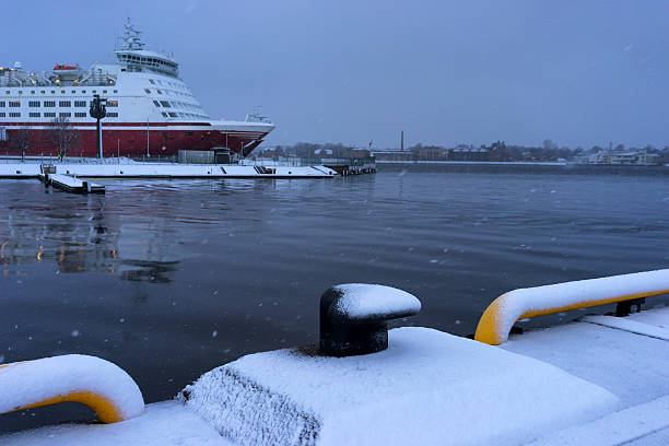 istock Passenger ferry at the pier in the snow 469767412