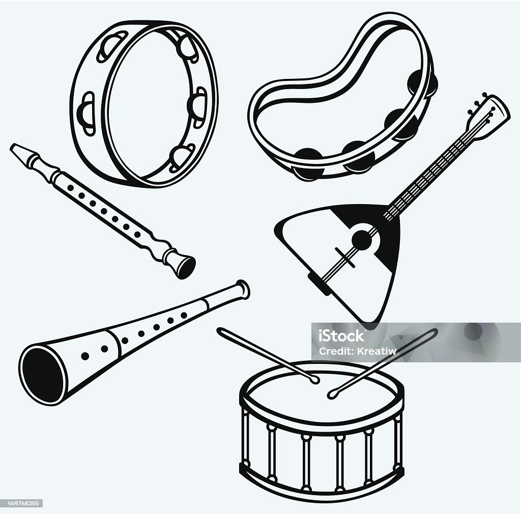 Diferentes instrumentos musicales - arte vectorial de Ilustración libre de derechos
