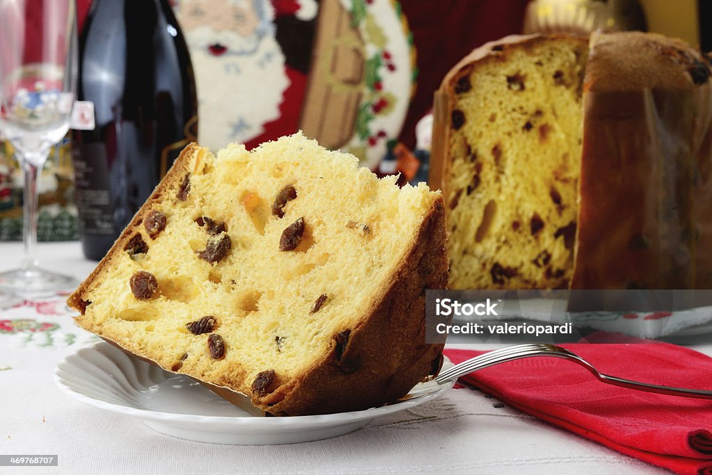 Italian panettone Christams cake Italian panettone Christams cake on a table Baked Stock Photo