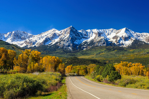 Countryside road, fall season in Colorado