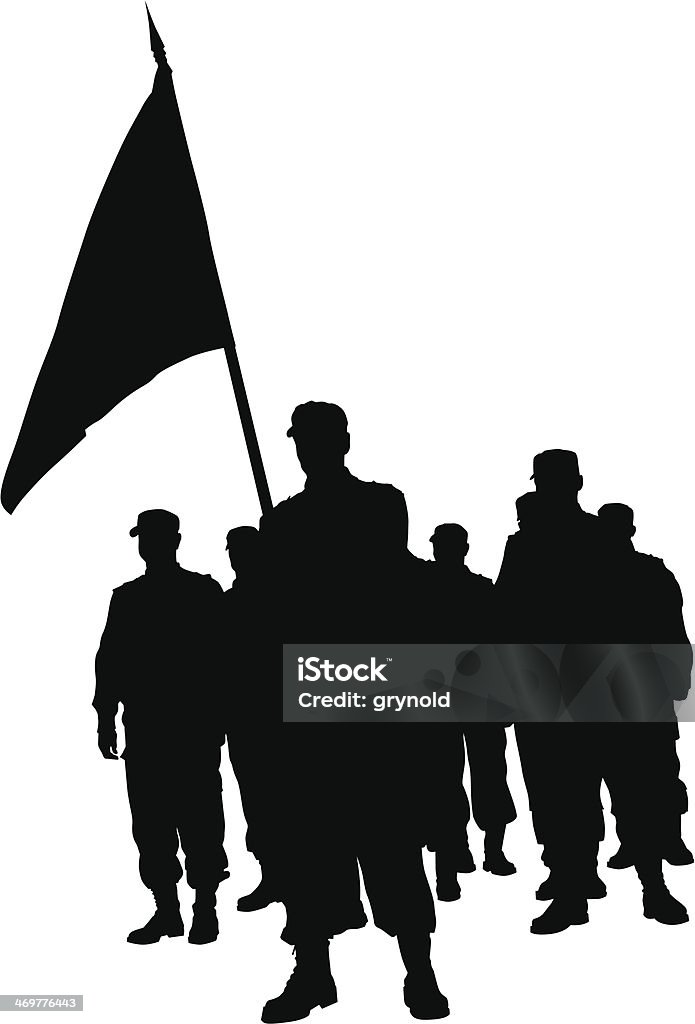 Soldiers people Soldiers people with large flags Armed Forces stock vector