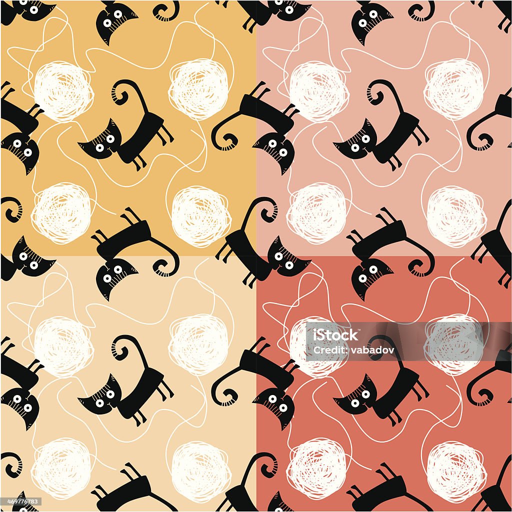 Clews Patterns Seamless Pattern With Black Cats And Clews Stock Illustration ...