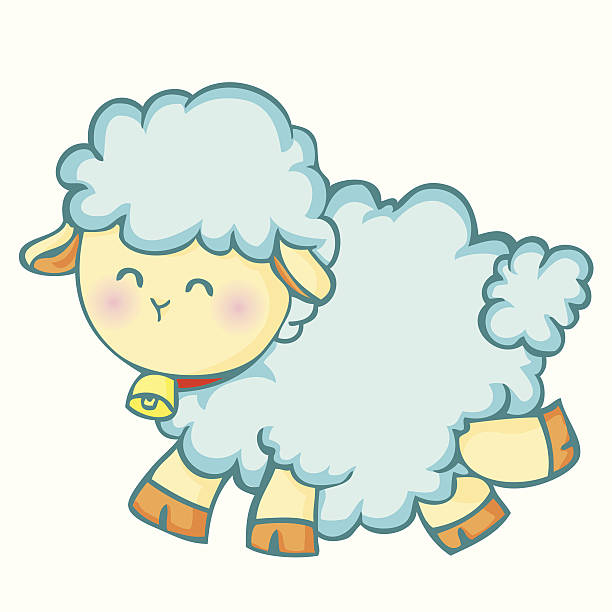 cute little lamb vector art illustration